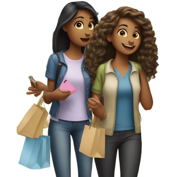 Three girls shopping for disney emoji