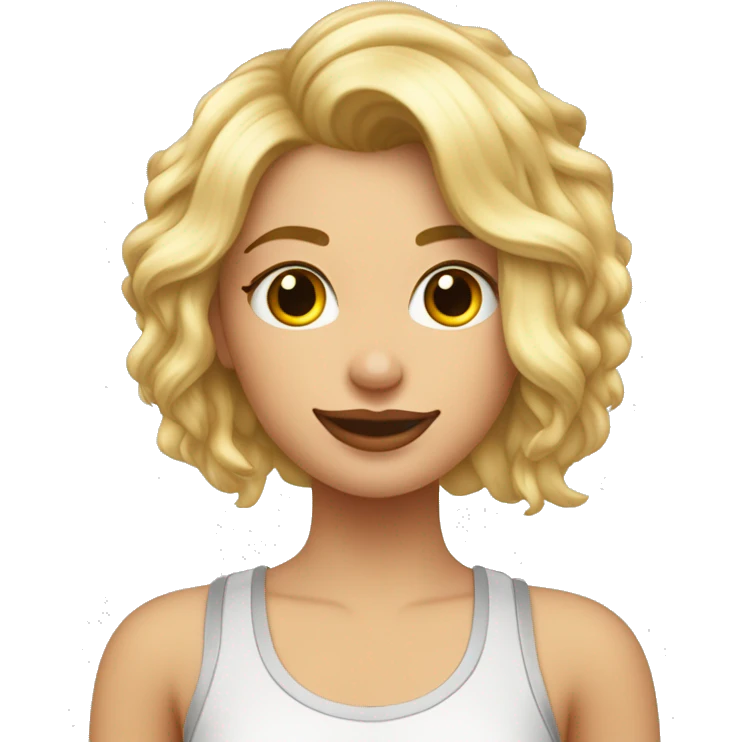 chica rubia de pelo corto sobre los hombros, tez blanca y un piercing de aro en la nariz emoji