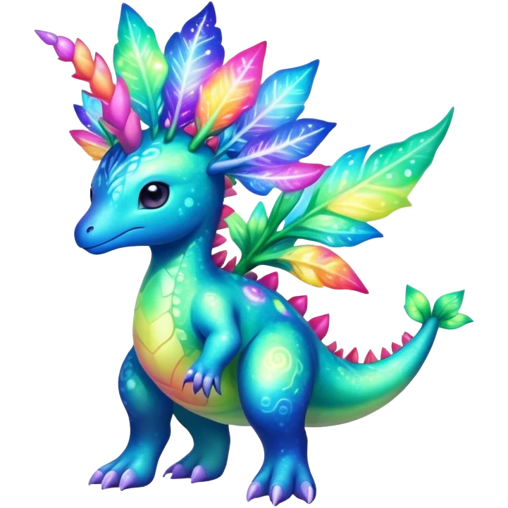 Shiny Exotic Cute Nebulae Sparkly Meganium-Aurorus-Amaura-Hybrid-Creature with pattern-markings emoji