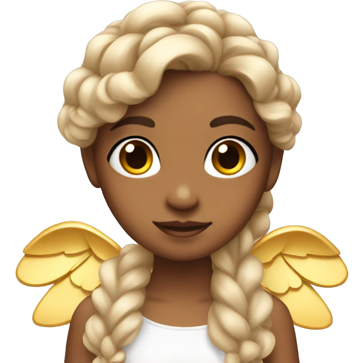 Cute Girl with Angel Wings and one golden bow in braided hair emoji