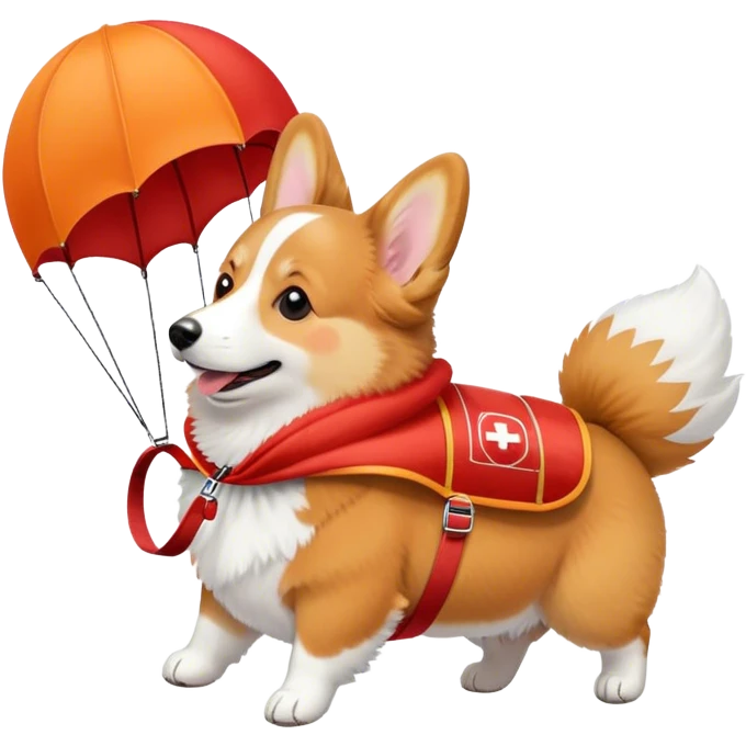 corgi with red parachute emoji
