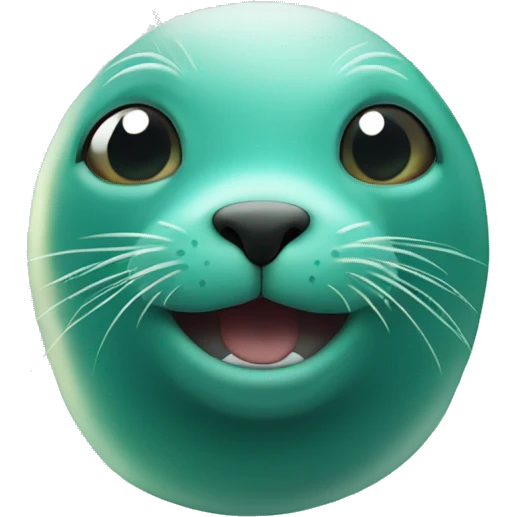teal-coloured seal with light rays exploding out from behind emoji