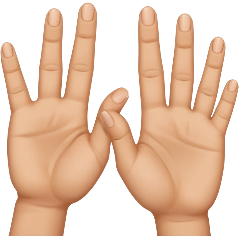 Fais-moi demain coller les unes à côté des autres. La première main gauche le pouce, l’index, majeur sont levé alors que l’annulaire et auriculaire sont repliés. Reproduit la même chose pour la main droite. emoji