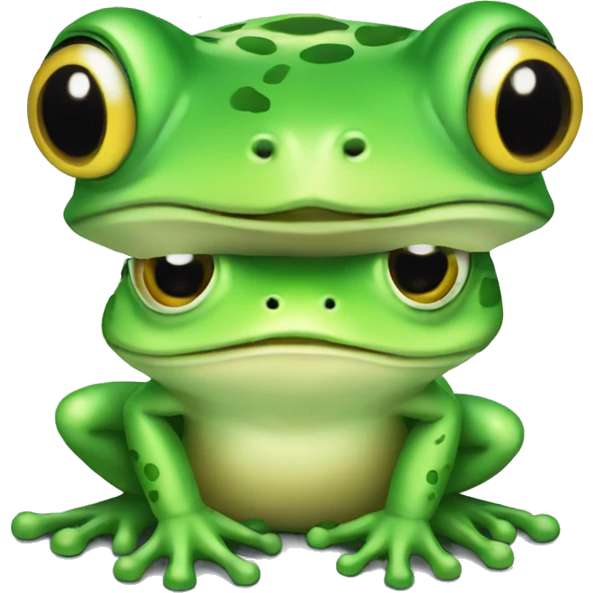cute frog sitting on a head of male emoji