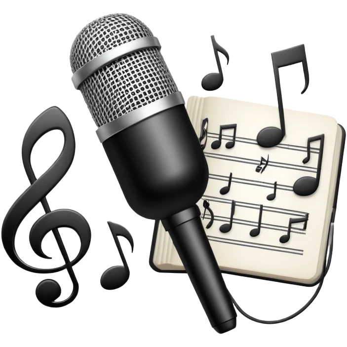 R&B music songlist icon with microphone and musical notes emoji