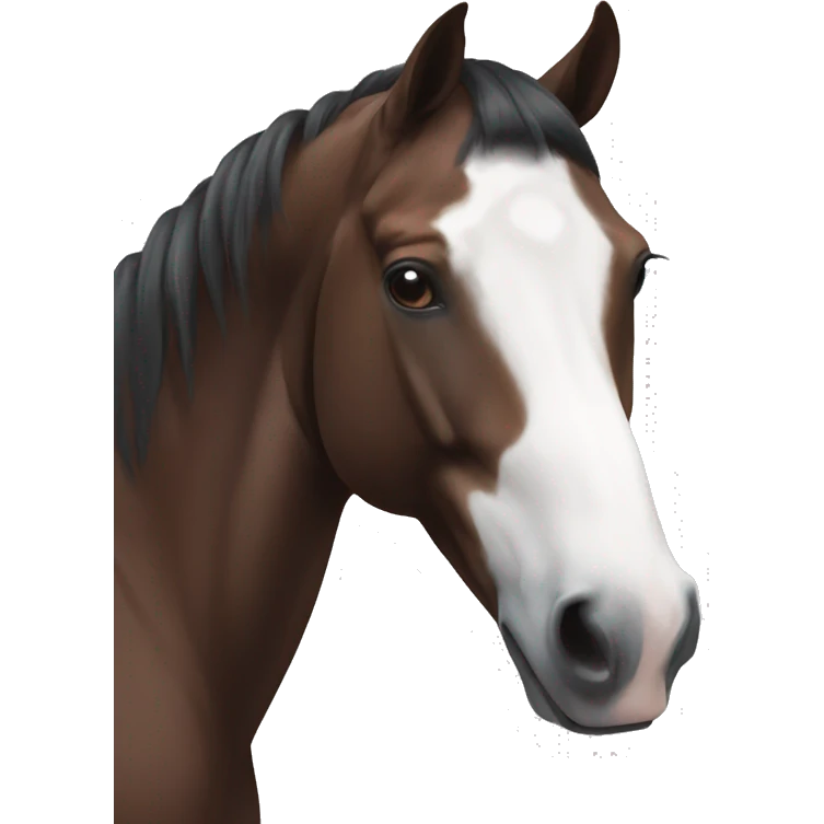 Bay horse with white stripe down face and nose  emoji