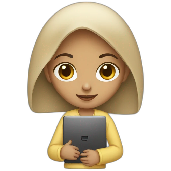IT light skin arabic girl holding laptop emoji