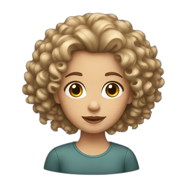 caucasian girl with curly hair emoji