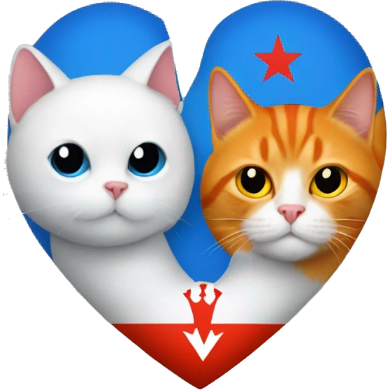 Albanian flag and orange cat with in the blue heart emoji