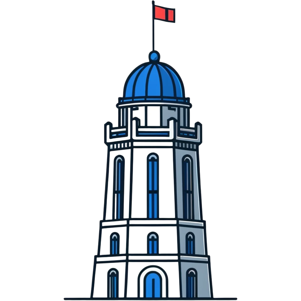 Oxford tower with silver bars, Babel novel reference emoji