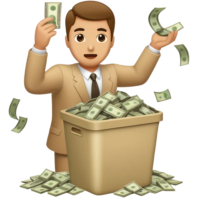 man throwing away money emoji