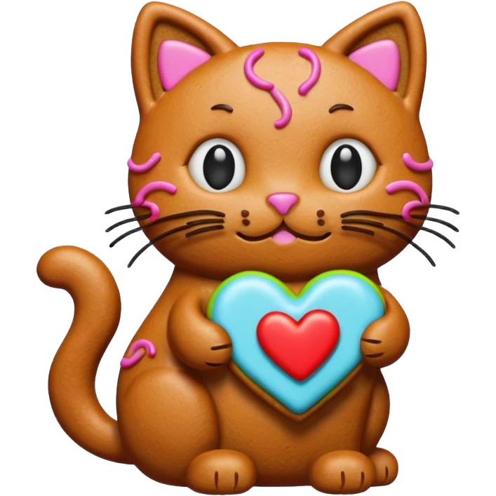 heart gingerbread kitty emoji
