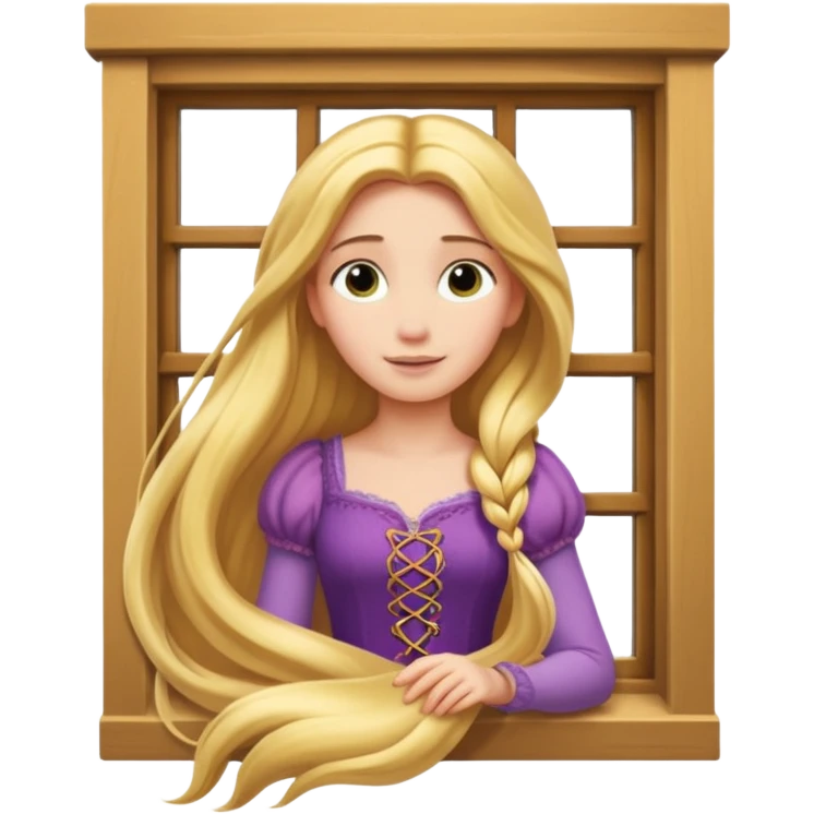 Raiponce, letting down her hair from a window emoji