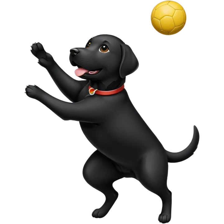 Black lab catching ball in the air  emoji