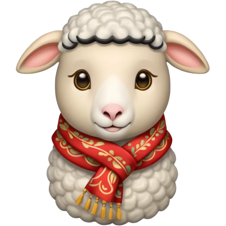 sheep with decorative scarf emoji