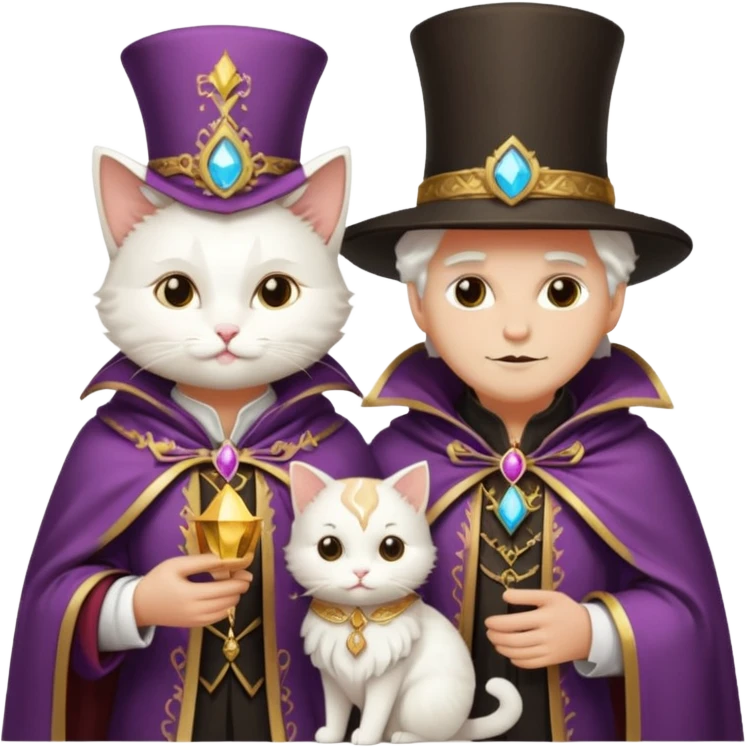 magician couple and their pet cat emoji