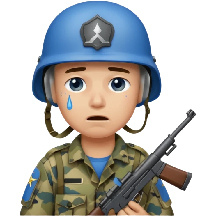 soldier crying blue tears at war emoji