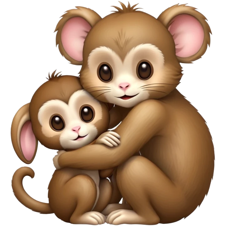 bunny and monkey hugging emoji