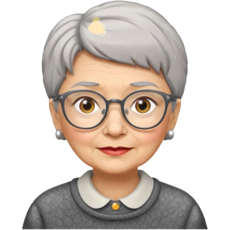 Old lady with short grey hair and glasses emoji