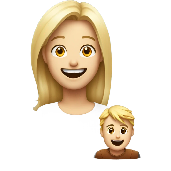 Man laughing at blonde woman who is smiling emoji