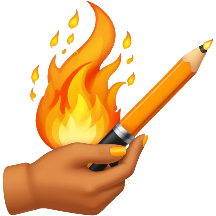 fire coming out of pen while writing emoji
