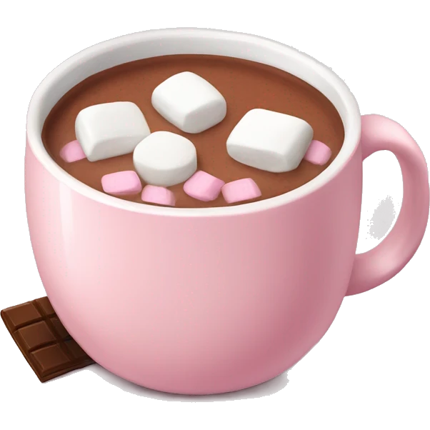 Light Pink mug of hot chocolate with marshmallows  emoji