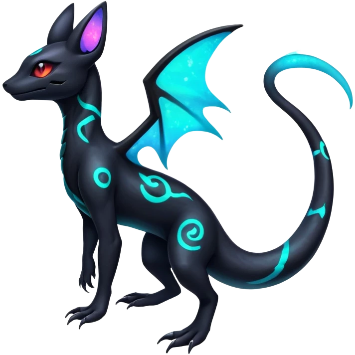 Neon Nebulae Salandit-Umbreon-Fakémon-hybrid-creature (full body)  emoji