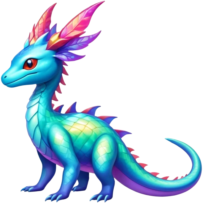 Colorful Iridescent Exotic Aurorus-Amaura-Salamence-Fakémon-hybrid-creature (full body)  emoji