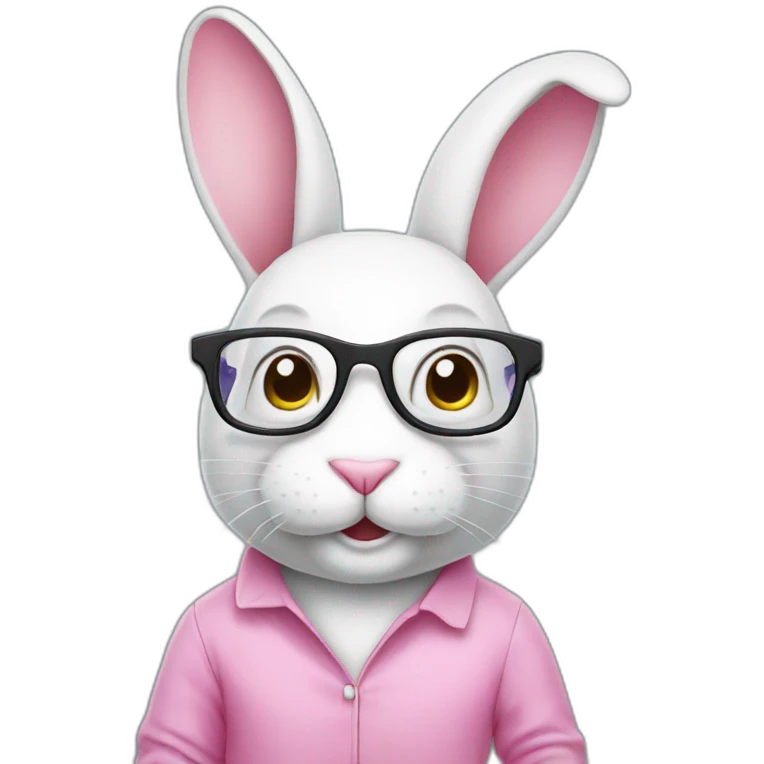 Specialist pink rabbit with glasses emoji
