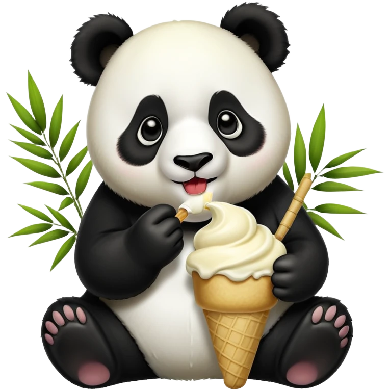 Panda eating ice cream emoji