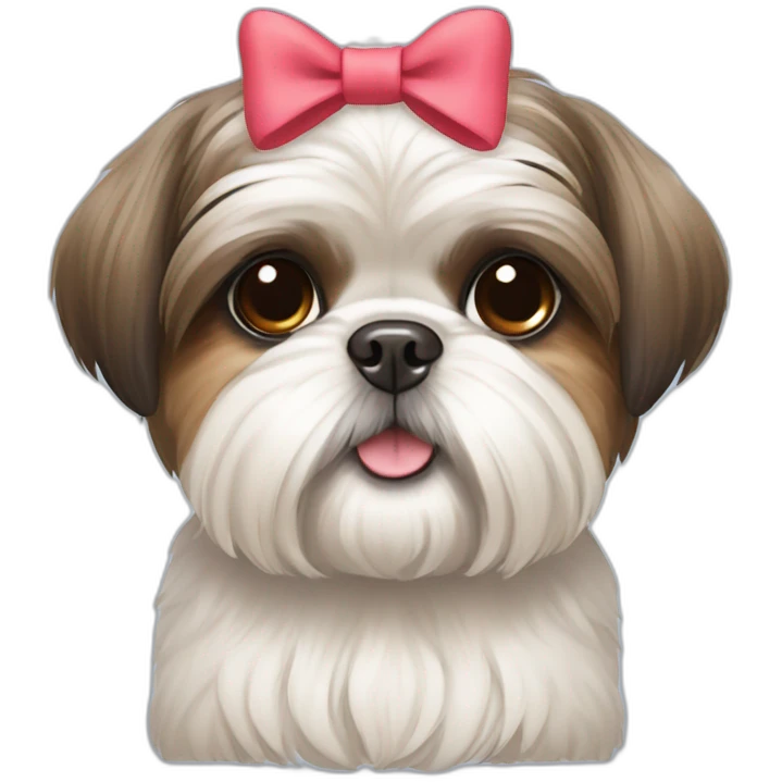 Dog Shih Tzu with a bow on his head full-body emoji