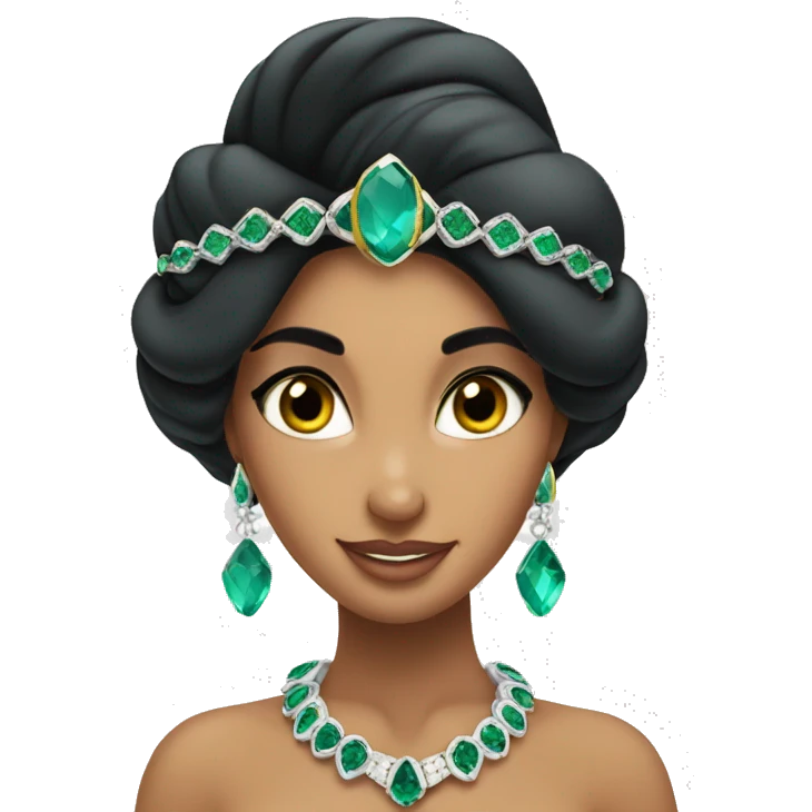 Princess Jasmine in earrings and bracelet with emeralds emoji