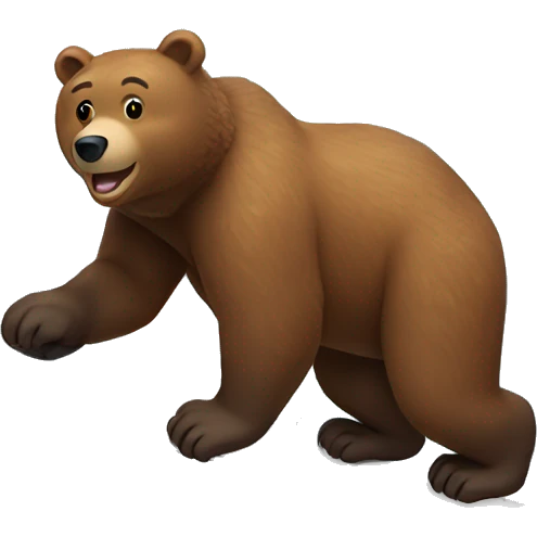 Brown bear sliding down snowy mountains  emoji