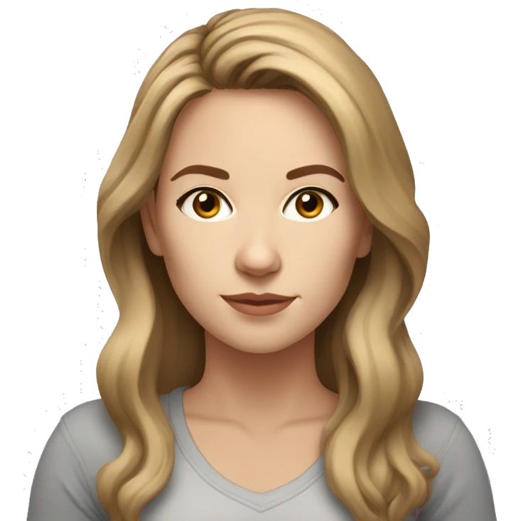 headshot, white woman tanktop, light brown eyes, mid-length light brown hair emoji