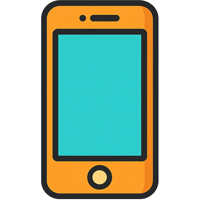 iPhone, lineal color outlined icon style, black outlines, simple and modern, no text emoji