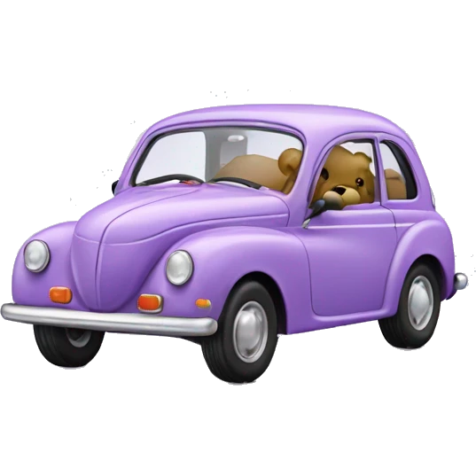 Teddy car on lilac ski  emoji