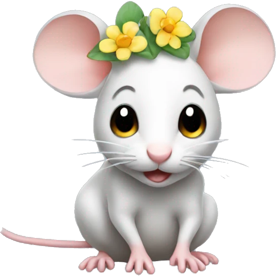 mouse with flower on its head emoji