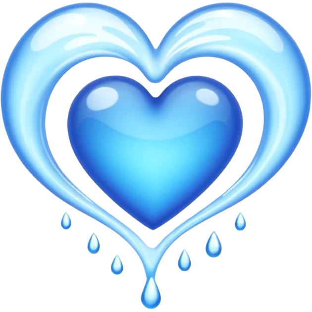 Emoji of blue heart inside water flowing emoji
