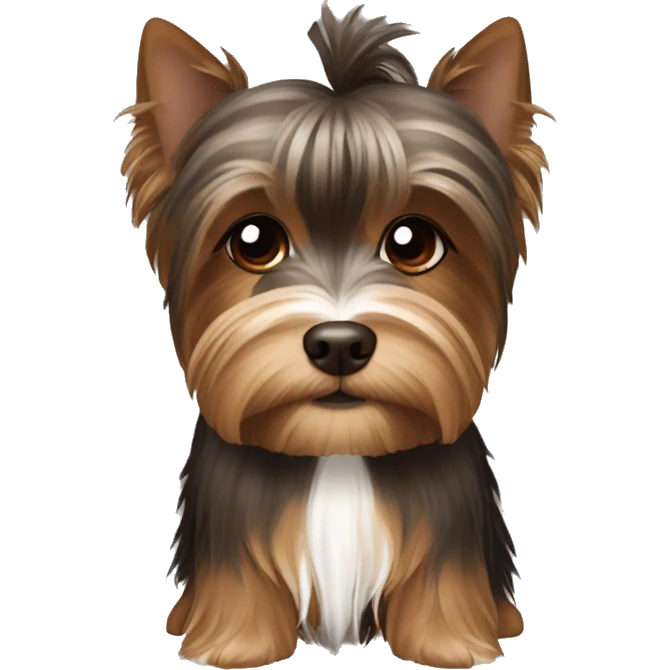 Deep Brown and white Yorkshire Terrier Witz Brown Hair Girl  emoji