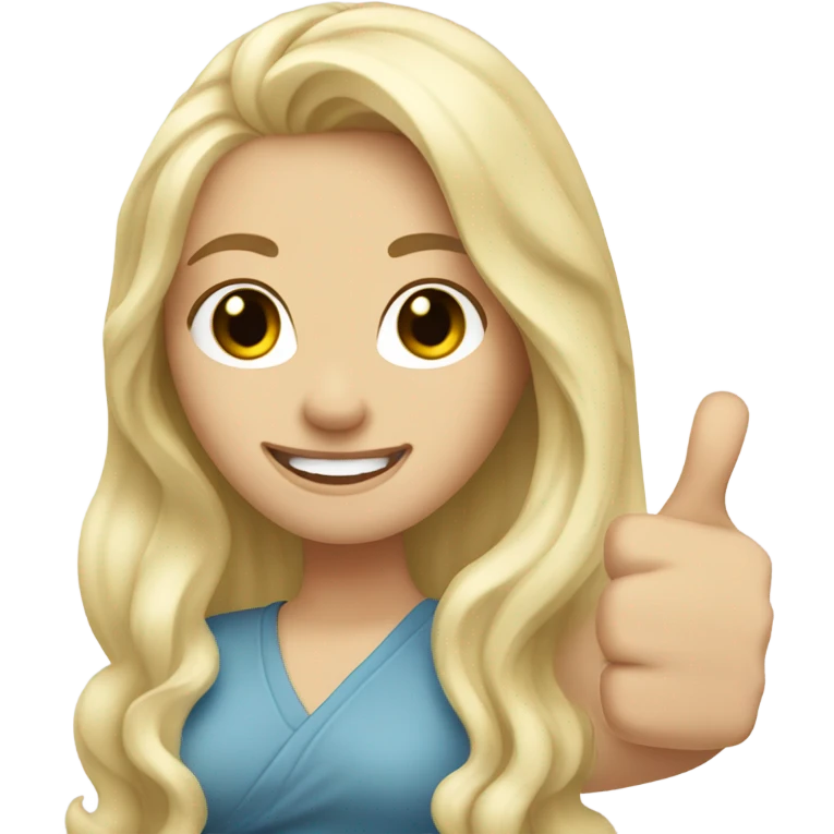 Woman, white skin, pale skin, long hair, blonde hair, wavy hair, thumbs up emoji