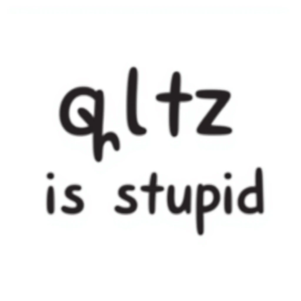 emoji with the text 'qltz is stupid' and a clear, legible watermark that says 'made by sigmabob', playful style emoji