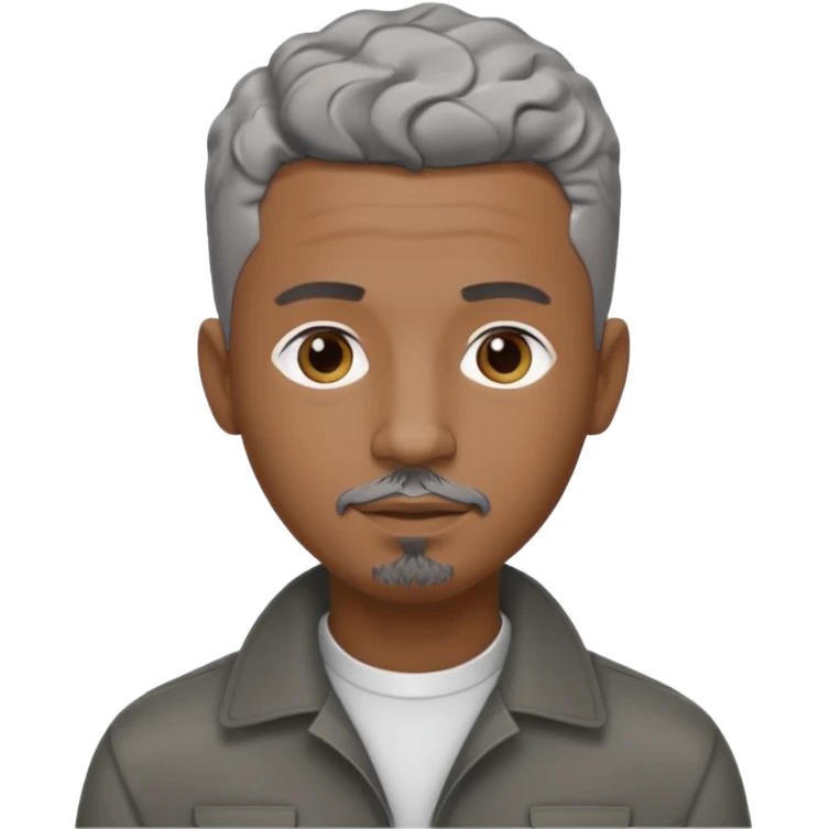 A cool debinaire black man with a very short wavy gray haired crew cut and a very short trimmed goatee. emoji