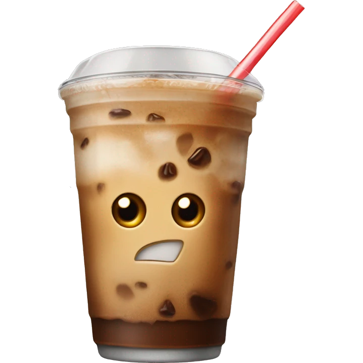 Iced coffee with a straw and ice no lid  emoji