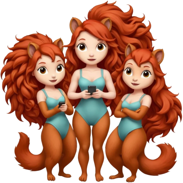 I would like a red feminine squirrel pack, bonus points if you can incorporate long curly red hair, humanoid, more sexy looking than cute emoji