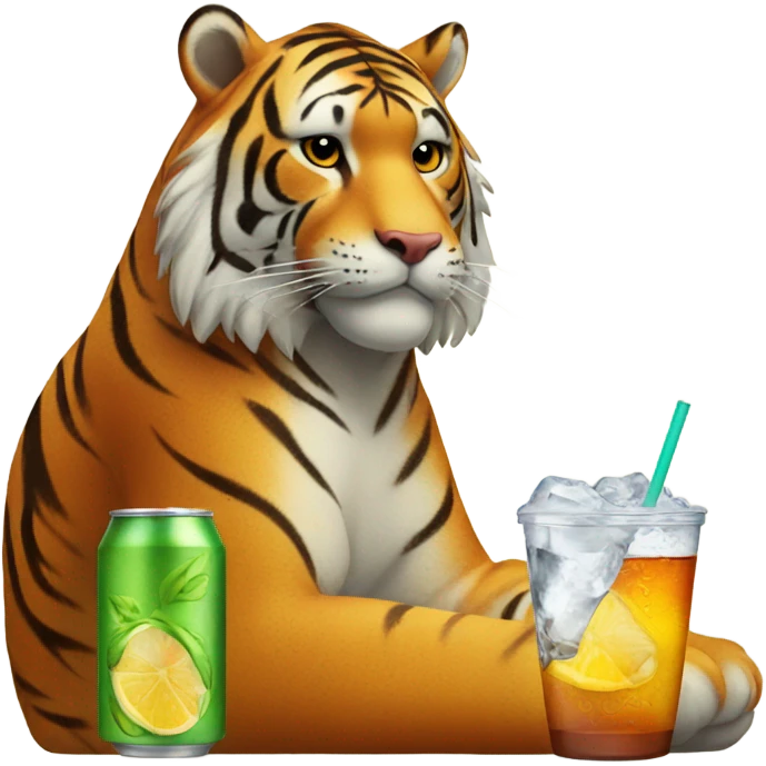 Tiger with an iced tea emoji
