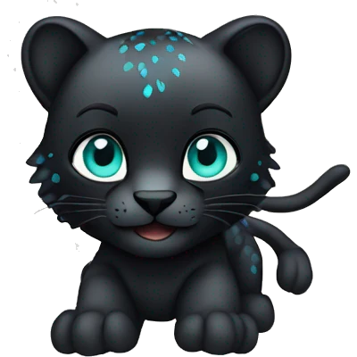 winged black leopard with turquoise eyes flying emoji