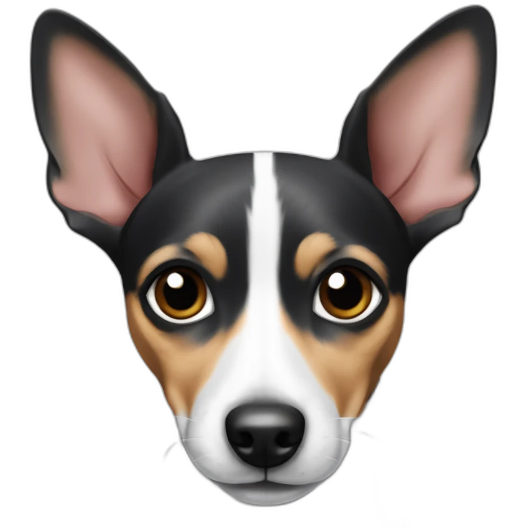 Older senior pointy ear rat terrier with black and white and grey fur emoji