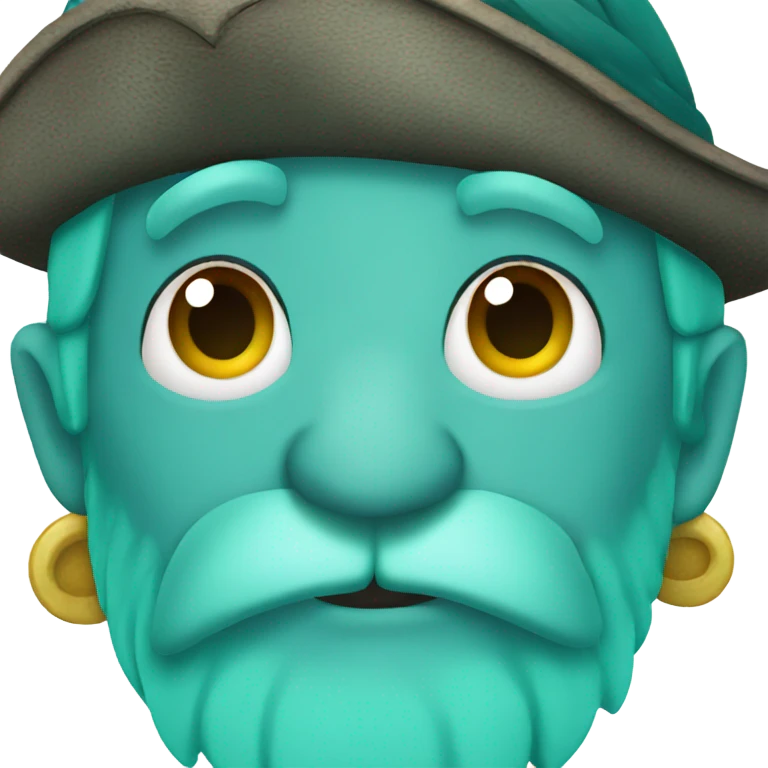 Aqua color parrot pirate face emoji