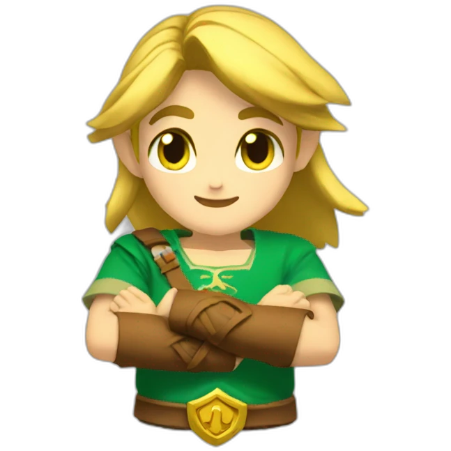 link zelda smiling with hugging hands emoji