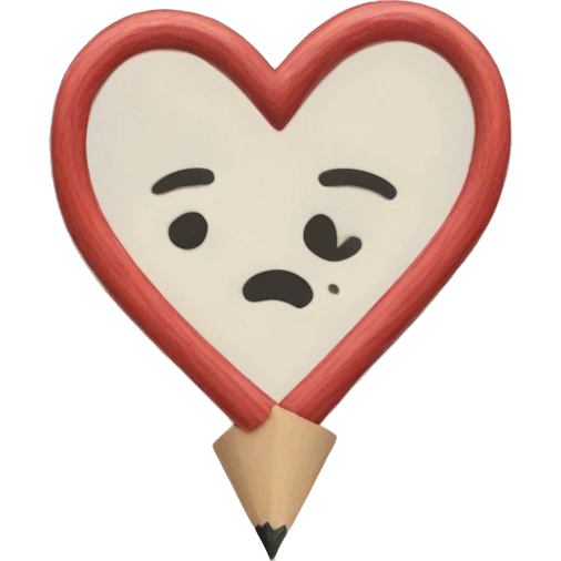 A heart sketched with a pencil and the heart drew in lines emoji